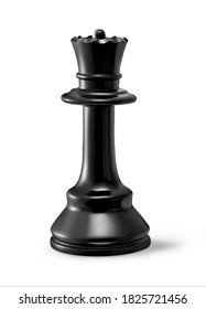 Royal Chess Queen Black Image Isolated On White Background