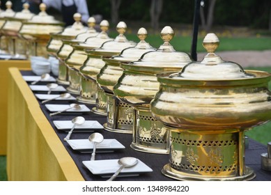 Royal Dining Setup Destination Wedding Buffet Food, Spoon And Plates - Image