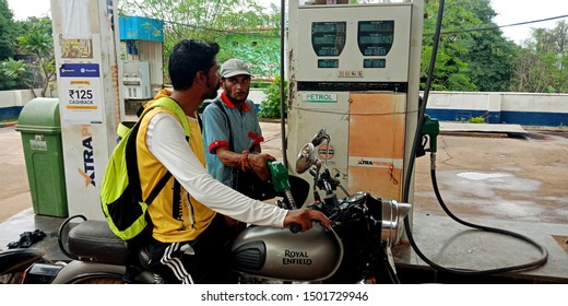 pump bicycle at petrol station