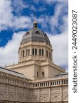 Royal Exhibition Building behind Carlton Gardens in Melbourne, Victoria, Australia.