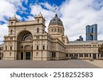 Royal Exhibition Building behind Carlton Gardens in Melbourne, Victoria, Australia.