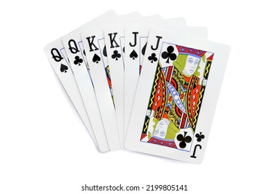Royal Flush playing cards on a white background. - Shutterstock ID 2199805141