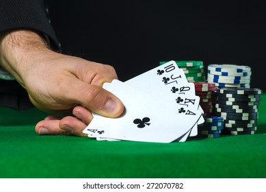 Royal Flush In Poker And Betting Chips