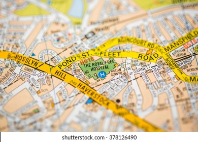 The Royal Free Hospital. London, UK Map.