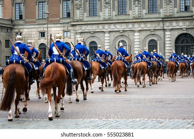 The Royal Guards - Changing Of The Guards At The Royal Castle In Stockholm, Sweden