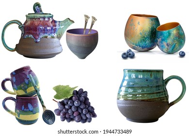 Royal kitchen mugs ceramic kitchen mug with grapes spoon cup glass tiles ceramic - Shutterstock ID 1944733489