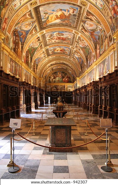 Royal Library Inside El Escorial Spanish Stockfoto Jetzt