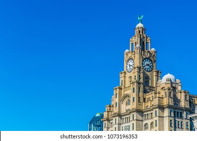 The royal liver building in Liverpool, England