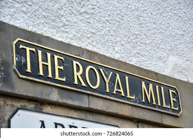 The Royal Mile Street Sign In Edinburgh, Scotland