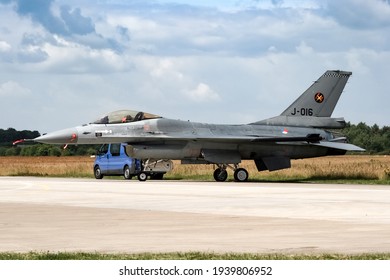 Royal Netherlands Air Force F-16 Fighter Jet At Volkel Air Base. The Netherlands - June 20, 2009