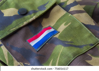 Royal Netherlands Army Dutch Flag Shoulder Flash On Army Green Jacket