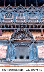 Royal Palace or 55 windows Palace, Façade detail, Durbar Square, Bhaktapur, Nepal