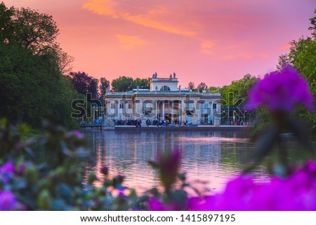 Royal Palace on the Water in Lazienki Park, Warsaw, Palace on the water in the Royal Baths in Warsaw, Poland 