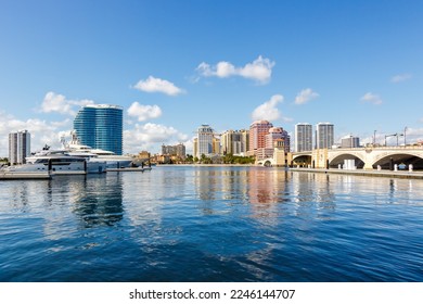 Royal Park Bridge with marina and skyline travel in West Palm Beach, USA - Shutterstock ID 2246144707