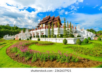 The Royal Pavilion (Ho Kham Luang) in Royal Park Rajapruek in Chiangmai, Thailand. selective focus
