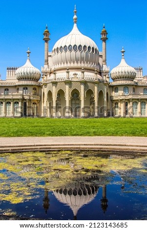The Royal Pavilion located in Brighton and the reflection in the water