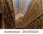 The Royal Saint- Hubert Galleries of renaissance style with glass vault located in Brussels, Belgium