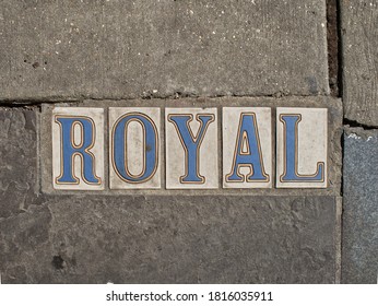 Royal Street Maker Tiles In New Orleans Set In Stone Sidewalk