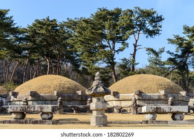 The Royal Tombs Of  King Myeongjong And Queen Insun Of The Joseon Dynasty At Gangneung Royal Tomb, Nowon District, Seoul, South Korea