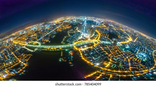 Royalty High Quality Free Stock Image Aerial View Of Sai Gon Bridge And Panorama Of Ho Chi Minh City, Vietnam. 