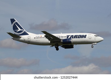 ROZENBURG, THE NETHERLANDS - June 15, 2015: Romanian Tarom Boeing 737-300 with registration YR-BGE on short final for runway 06 of Amsterdam Airport Schiphol.