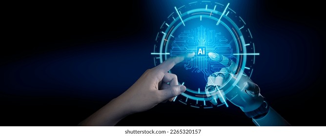 RPA(Robotic Process Automation system),Intelligent Process Automation(IPA),Artificial intelligence,Robot finger,Ai chatBot and business concept.Human hand and Robot finger touching digital Ai brain