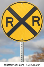 RR Crossing Sign At RR Track