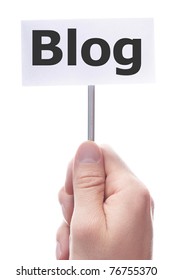 rss internet or web blog concept with hand holding paper