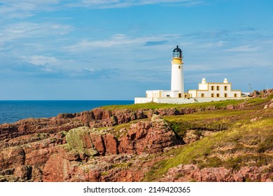 Rua Reidh Lighthouse, near Gairloch in Wester Ross, Scotland, NC500, stands at the entrance to Loch Ewe. NC500 attraction