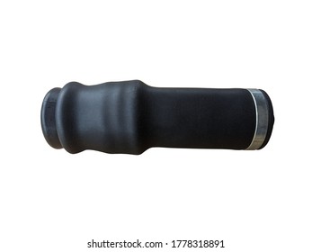 Rubber Air Cylinder Isolated On White Background, Truck Pneumatic Suspension. New Spare Parts.