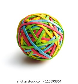 rubber band ball white background