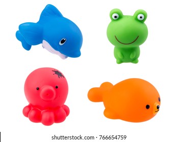 Rubber Bath Toys Isolated On White Background