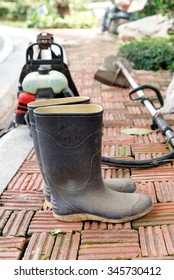 Rubber Boots In Garden