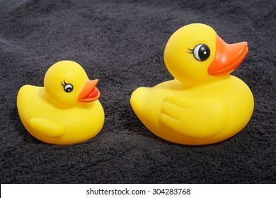 Rubber Duckies On A Towel