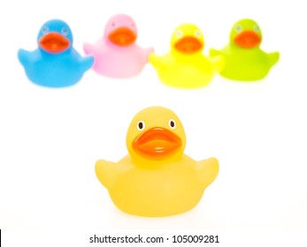 Rubber Ducks Isolated On White Background Stock Photo 105009281 ...