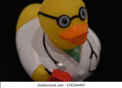 Rubber ducky toy dressed as a doctor