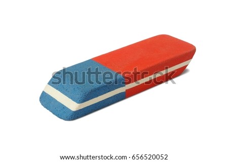 Rubber eraser for pencil and ink pen isolated on white background