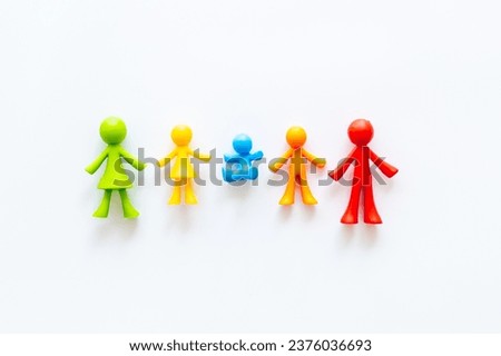 Rubber figurines of people - family concept. Top view.