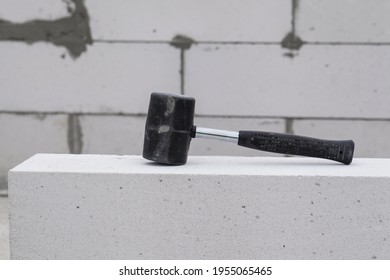 Rubber Hammer. Fiberglass Handle Rubber Mallet. Construction Tools Mainenance