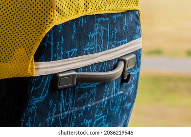 Rubber Handle For Hands At The Back Of The Seat In Public Transport Bus.