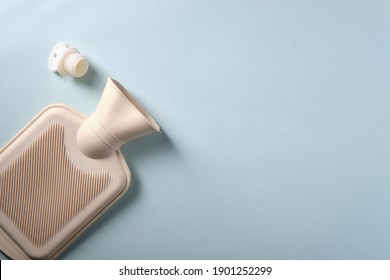 Rubber Heating Pad On Blue Background, Top View