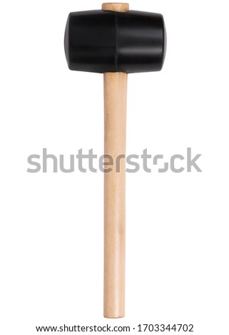 Rubber mallet tile mallet with wooden handle isolated on white background
