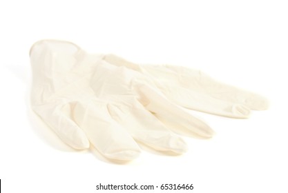 Rubber Medical Gloves On White Background