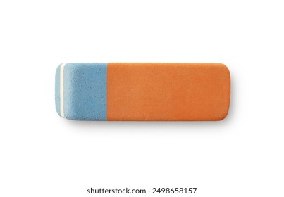 Rubber pencil and ink eraser close-up isolated on white background top view                               