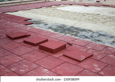 Rubber Playground Under Construction. Rubber Mulch Paver