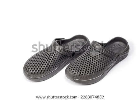 Rubber slippers of gray color men's large size with a folding back.