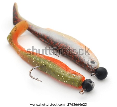 Rubber soft bait with jighead hook for catching predatory fish
