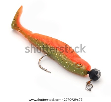Rubber soft bait with jighead hook for catching predatory fish