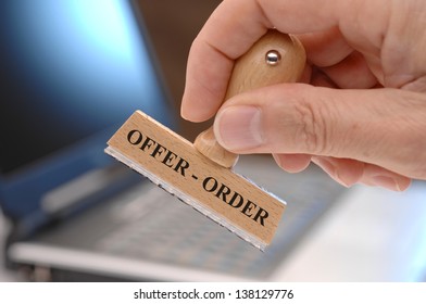 Rubber Stamp Marked With Offer And Order