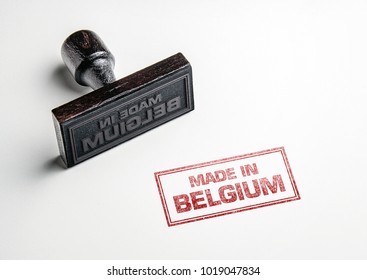 Rubber stamping that says 'Made in Belgium'